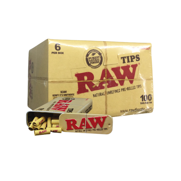 RAW NATURAL UNREFINED PRE-ROLLED TIPS - 6 PACK