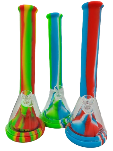 14" SILICONE BEAKER WATER PIPE W/ GLASS